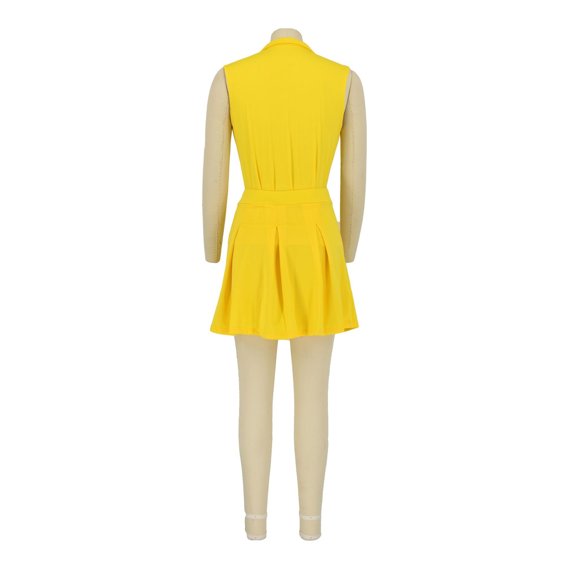 Women Clothing Short Skirt Two Piece Sleeveless Vest Suit Summer Polo Shirt
