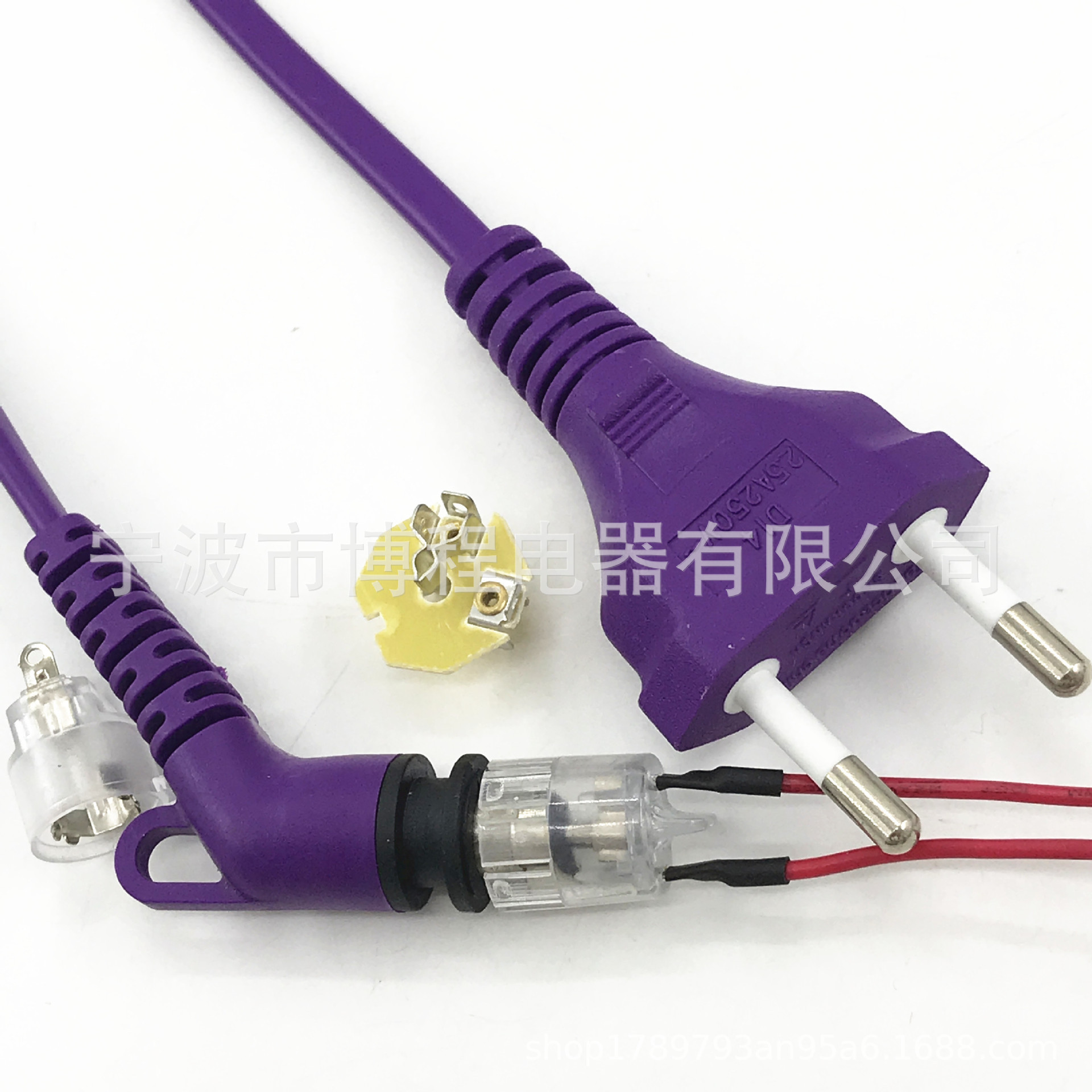 欧规插头电源线旋转尾插头旋转透明母座八字尾电源线巴西电源线