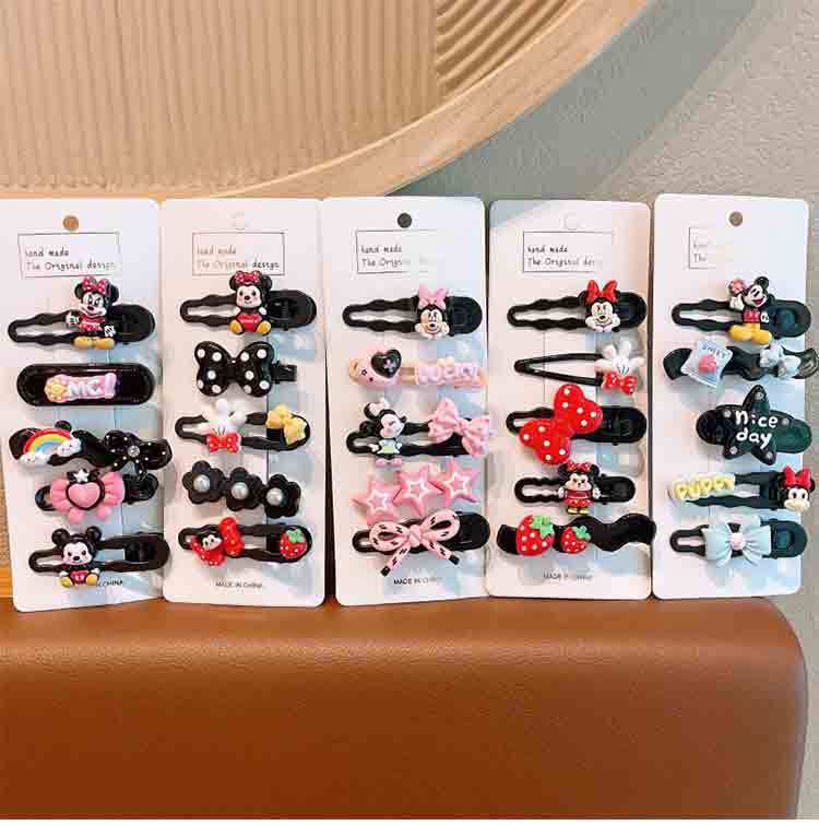 Clips para el cabello de los niños Mickey Minnie niños divertidos lindos clips para el cabello de dibujos animados suave dulce versátil clips laterales para las niñas joyas para el cabello