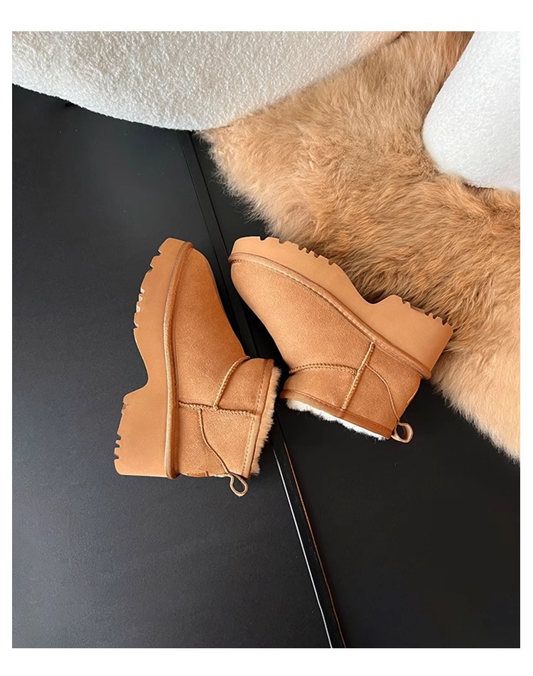 Nouvelles bottes courtes sirène à semelles épaisses Bottes de neige pour femmes Fourrure Un tube court Hiver avec des chaussures en coton pour femmes_voghion.com