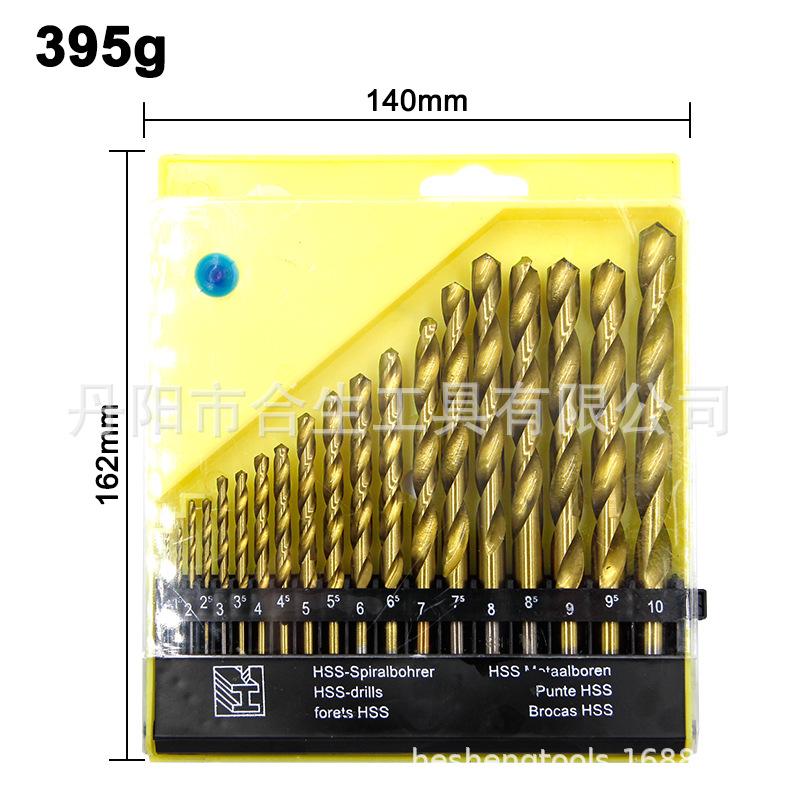 塑盒装麻花钻-19pcs镀钛