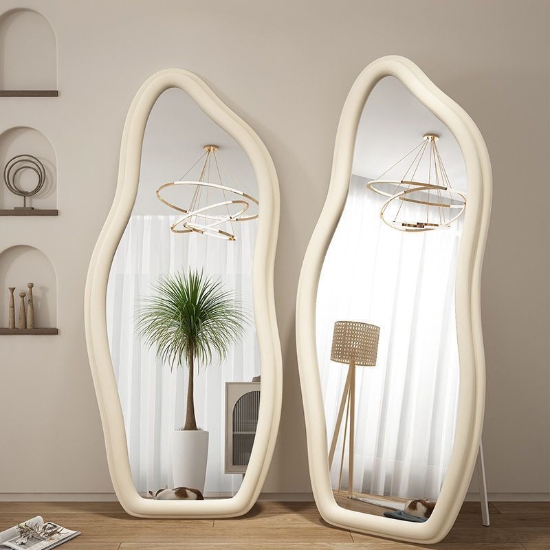 Espejo de cuerpo entero insfeng dormitorio tienda de ropa espejo de cuerpo entero espejo de cuerpo entero moderno y simple espejo de dormitorio de estilo crema en forma especial