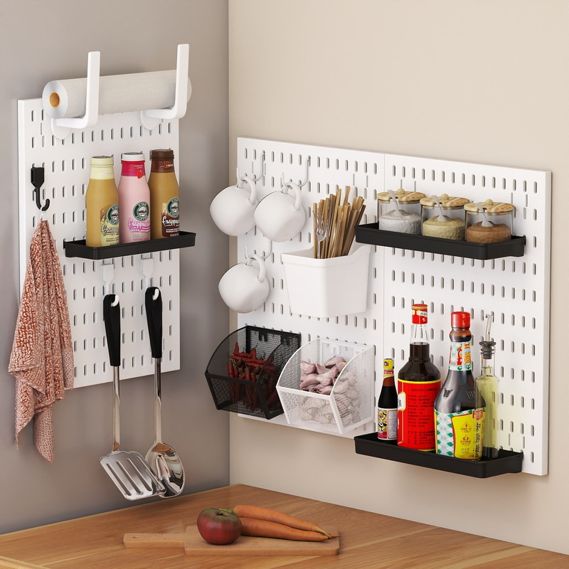 Refrigerator Side Hole Board Without Punching, Kitchen Wall Storage Rack, Randomly Matchinging Pot Lid, Knife Holder, Chopstick Storage Rack