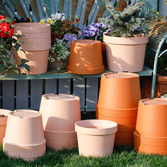 Plastic Imitation Ceramic Flower Pots for Balcony Planting: Large-Caliber, Thickened, Creative, Drop-Resistant, and Durable Outdoor Planters for Home Use