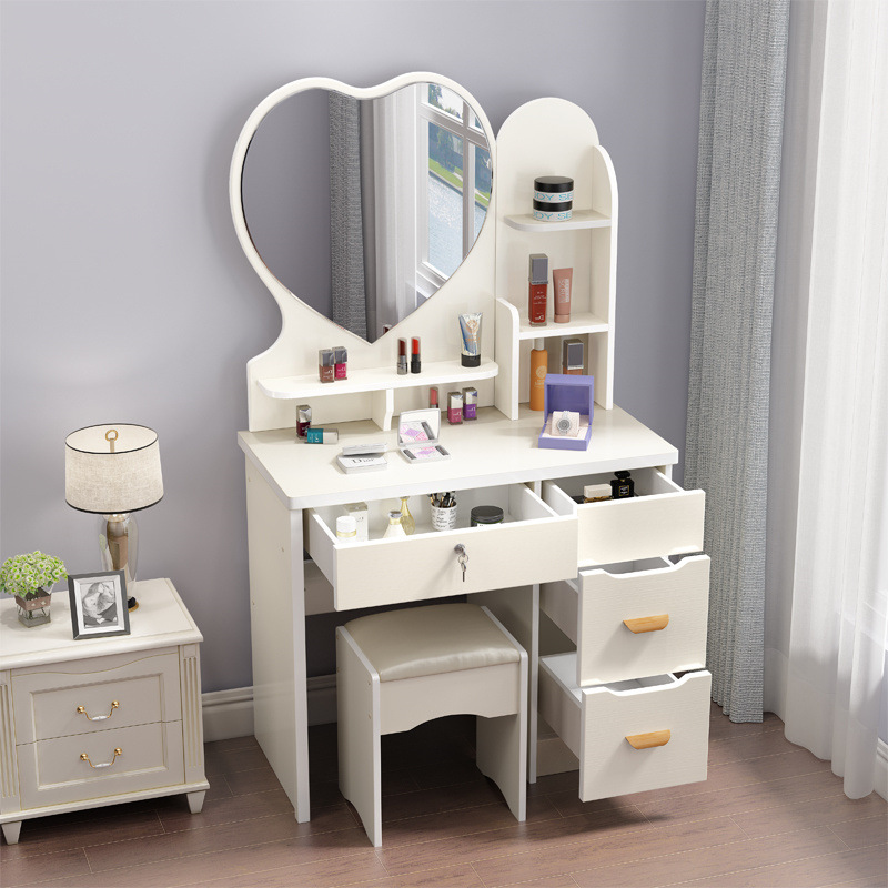 80cm 화이트 러브 미러 오른쪽 캐비닛 + 무료 스툴