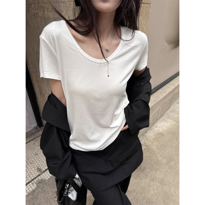 3375 #   superniniyy ブリージングT コールドカラー リラックス効率的なデイリーウェア ラウンドネック半袖Tシャツ|undefined