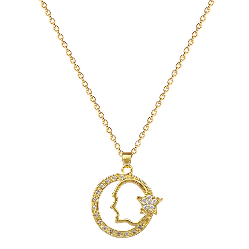 Gorgeous Pentagram Necklace Titanium Steel Full Diamond Jewelry_voghion.com