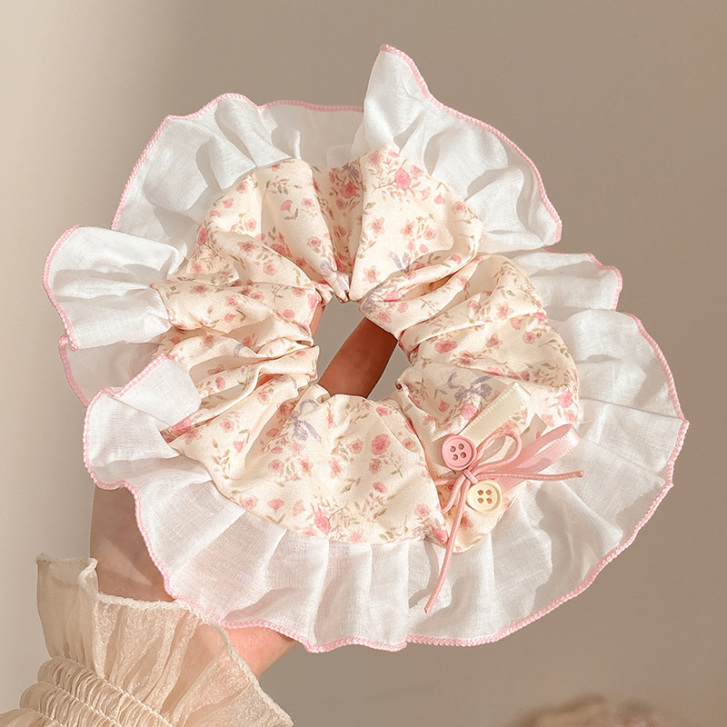 Encaje retro francés, diadema de intestino grueso, mujer 2025, nuevo estilo, cuerda para el cabello, banda de goma, lazo, dulce cuerda para el cabello, accesorios para el cabello