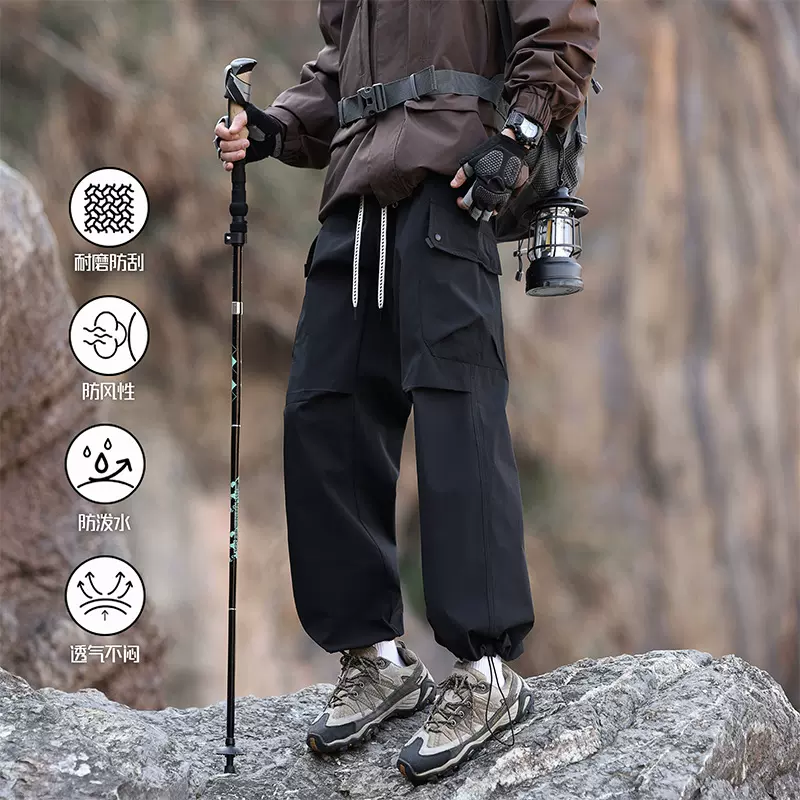 登山户外三防冲锋裤男士2025秋季新款休闲长裤直筒百搭宽松长裤男