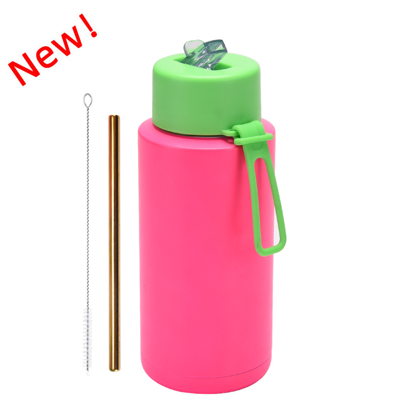 2025 nuevo hervidero deportivo de acero inoxidable de gran capacidad, de boca grande portátil estadounidense de 1L, preservación del calor y enfriamiento al vacío