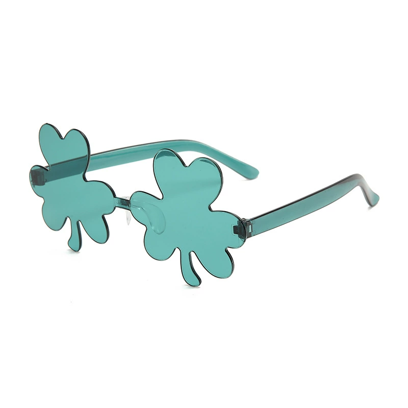 2024 new net red clover European and American personality trend -free frame colorless dance party candy color glasses