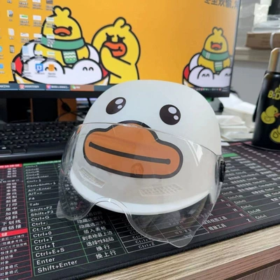 Motosiklet kaskı (dəbilqə): Summer Electric Vehicles, Motorcycles - big-mouth-duck-transparent-mirror-3c-adult-model-white
