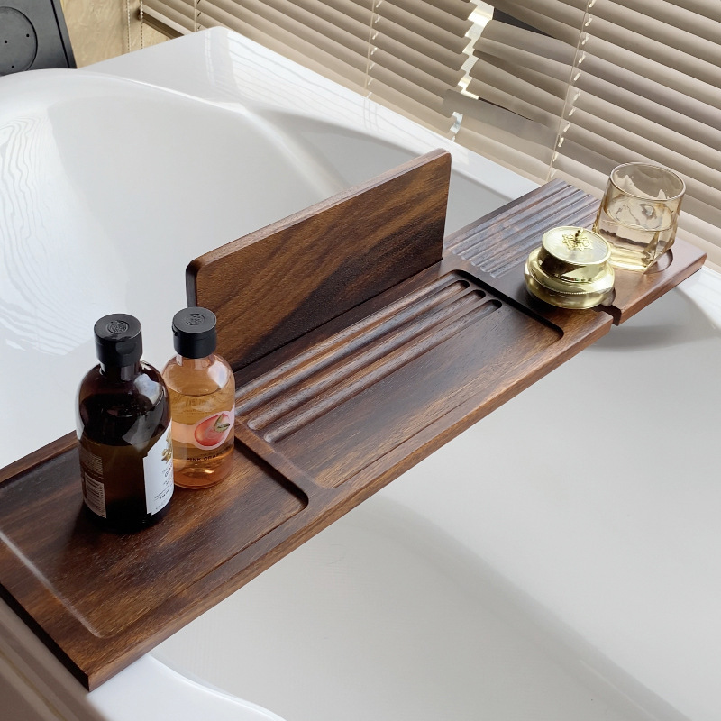 in stock walnut bathtub rack hotel bathtub tray bath non-slip reading rack wholesale