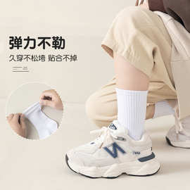儿童袜子秋冬中筒小孩纯白学生袜春秋透气学生白色运动棉袜批发