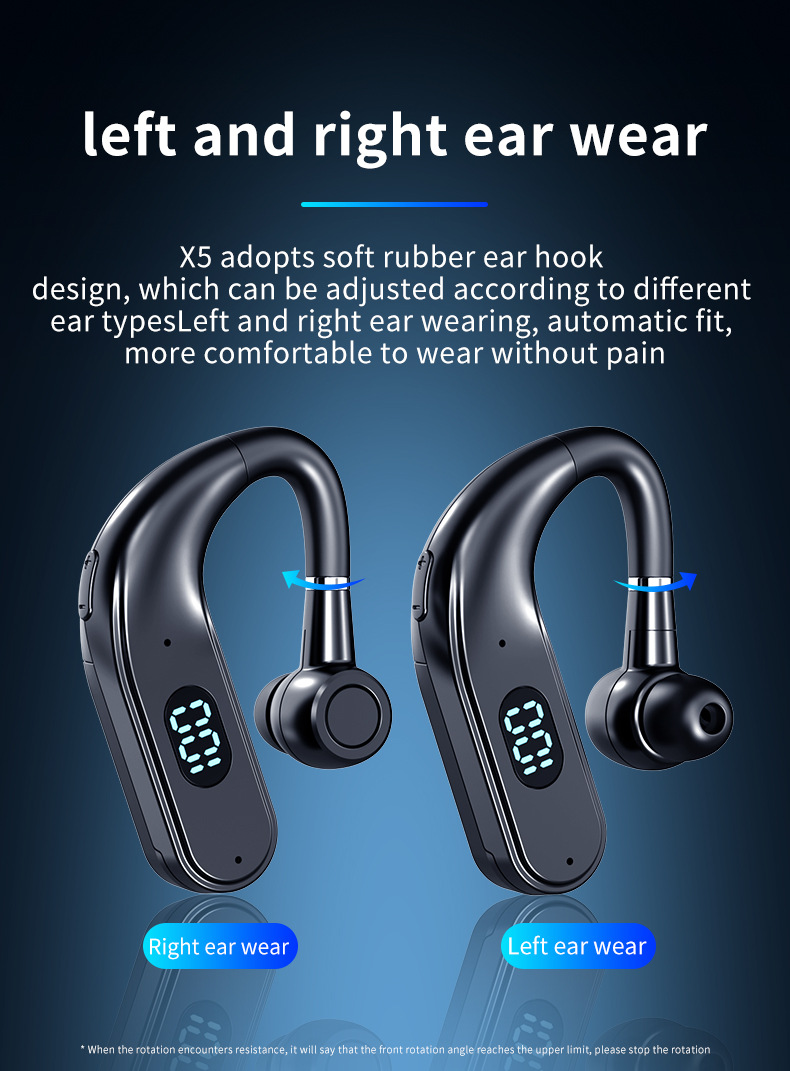 Yeni ürün X5 Bluetooth kulaklık kablosuz kulak üstü spor araba dijital ekran bekleme uzun pil çıkarılabilir yedek sınır ötesi