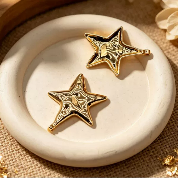 DIY Jewelry Accessories European and American Simple Versatile Irregular Five-Pointed Star Pendant Textured Keychain Necklace Ornament