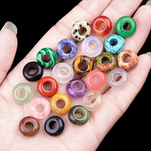 1201-6x12mm孔5mm大孔盘算珠子 天然石头大孔珠子DIY饰品配件批发