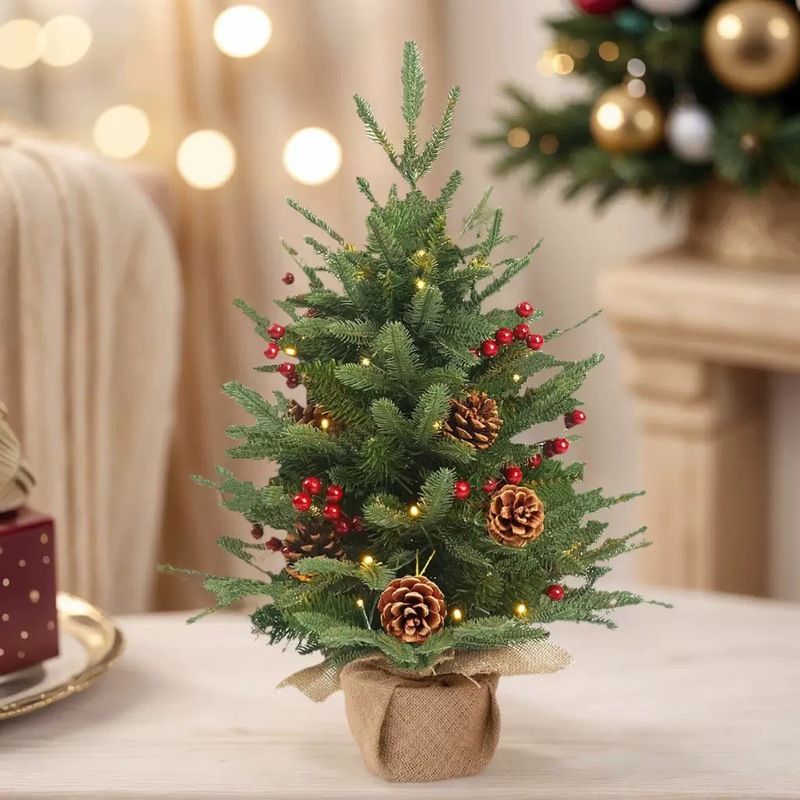 Zechen クロスボーダー特別なクリスマス小さなデスクトップクリスマスツリーオーナメントベリーパインコーンホームデコレーション暖炉|undefined