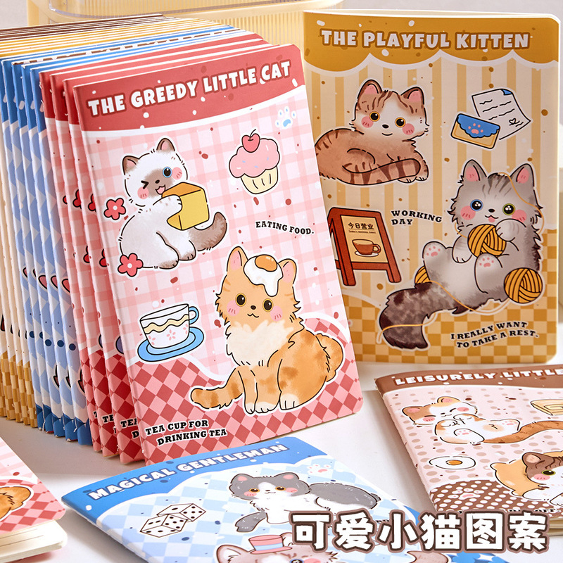 Cartoon cat lined notebook wholesale, high aesthetic A5 notebook, cute thick lined notebook for students, small gift Cartoon cat lined notebook wholesale, high aesthetic A5 notebook, cute thick lined notebook for students, small gift
