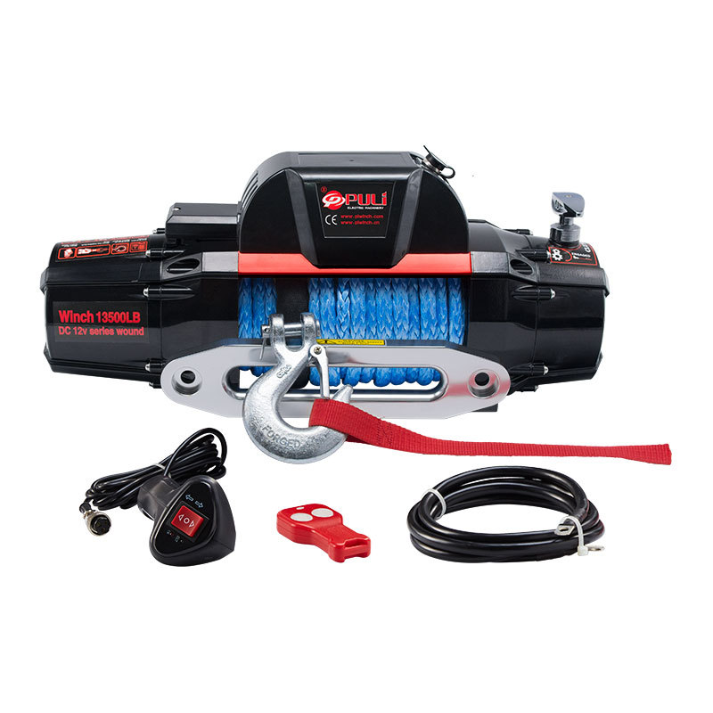 尼龙绳电动绞盘变形金刚连体款一体机13500磅合成绳汽车绞盘