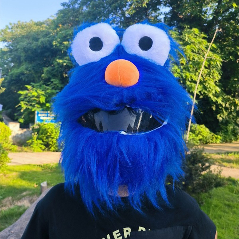 Auto Parts and Accessories – Motuoche Full Helmet Plush - blue-long-haired-big-eye