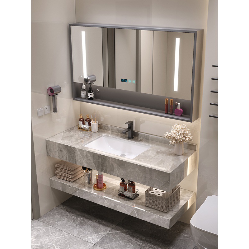 Gabinete de baño moderno y simple combinación de encimera de cerámica de pizarra brillante hotel de alojamiento residencial inodoro lavabo lavabo
