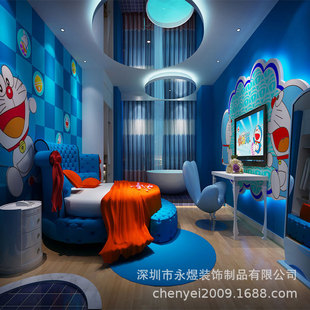 Ktv Hotel Starry Sky Spaceship Theme Mural Cartoon Doraemon Hand Painted Forest Background Wall Wallpaper Customization