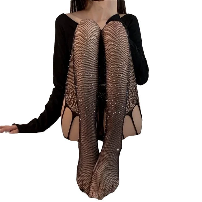 Sexy thin fishing net, black tights, lifting effect