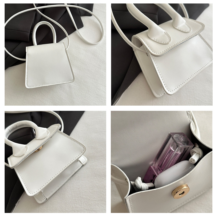86g Weight Magnetic Buckle Closure Type Single Shoulder Strap, Top Handle Strap Type Shoulder Bag Bags Type Casual Occasion Pu Leather Material Solid Color Pattern All Seasons Season Women's Gender Streetwear Style Square Shape Small Size Women's Small Pu Leather Solid Color Streetwear Square Magnetic Buckle Shoulder Bag 无