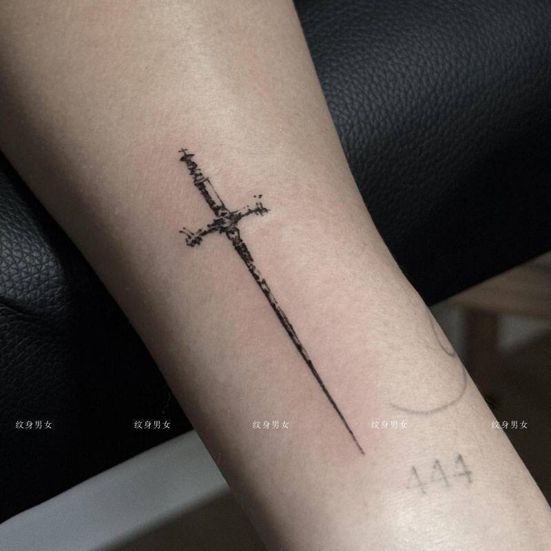 Niche Design Style Blade Juice Tattoo Sticker, Cursive Dark Style Arm Fake Herbal Waterproof Tattoo