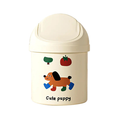 桌面垃圾桶个性卡通风带盖垃圾篓高颜值大容量办公桌纸篓厂家