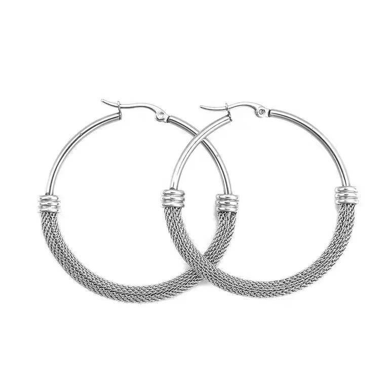 European And American Mesh Chain Twist Retro Titanium Steel Earrings display picture 3