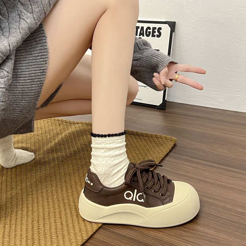 欧货真皮厚底增高小白鞋女2025秋季新款百搭休闲板鞋轻面包鞋潮|undefined