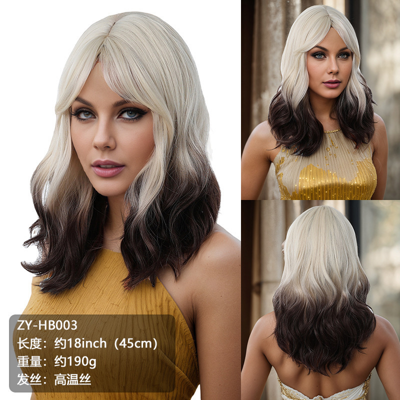 アメリカ北欧中東クロスボーダーホットセールボブヘアフルヘアスタイルショートレディースレッドブラウンヘッドギア|undefined