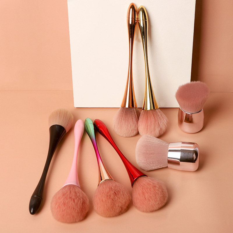 Large Small-Waist Setting Powder Brush, Nail Dust Brush, Contouring Blush Brush, Mushroom Head Makeup Brush, Rose Gold