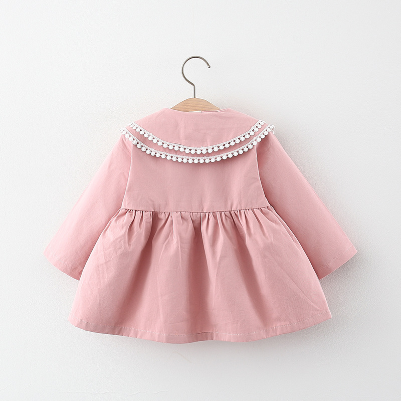 2021 otoño nuevas chicas de encaje de doble capa de cuello de color sólido para niños gabardina para entrega 1160 image 4