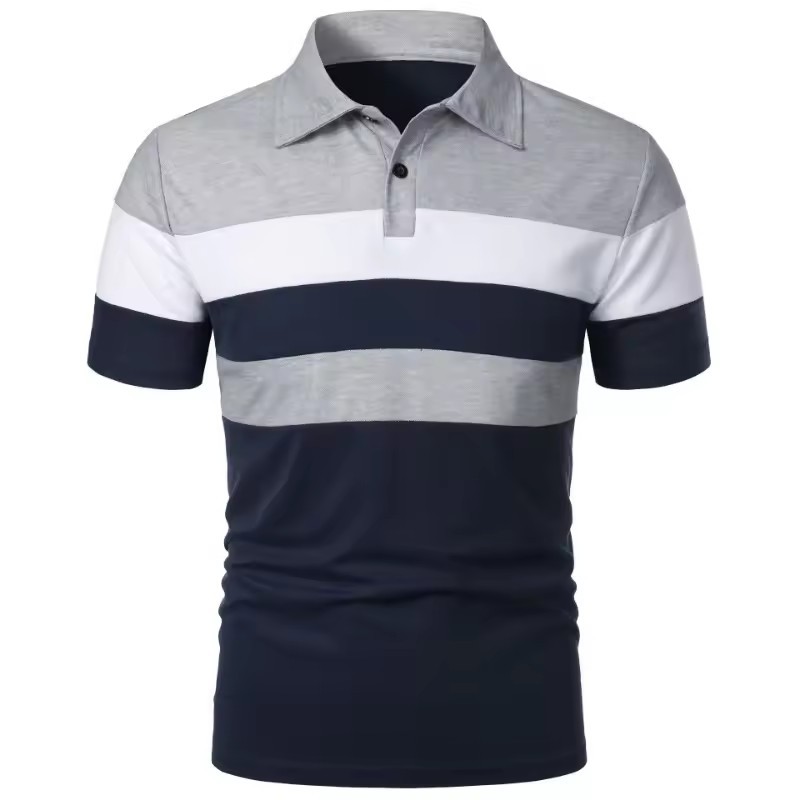 Camisa de polo deportiva para hombre con estampado digital 3D a rayas, camiseta POLO suelta de manga corta de tamaño europeo de verano 2024