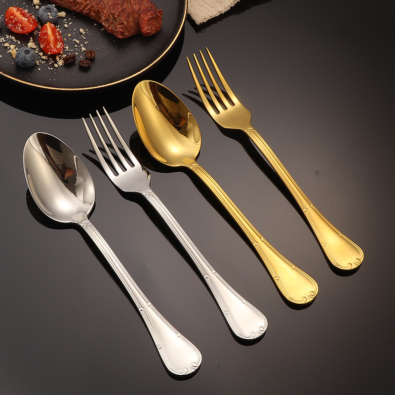 Cross-border 304 cuchillo y tenedor de acero inoxidable cucharas de cubierta de alta calidad hotel cuchillo y tenedor de filete de comida occidental set de 24 piezas de caja de regalo