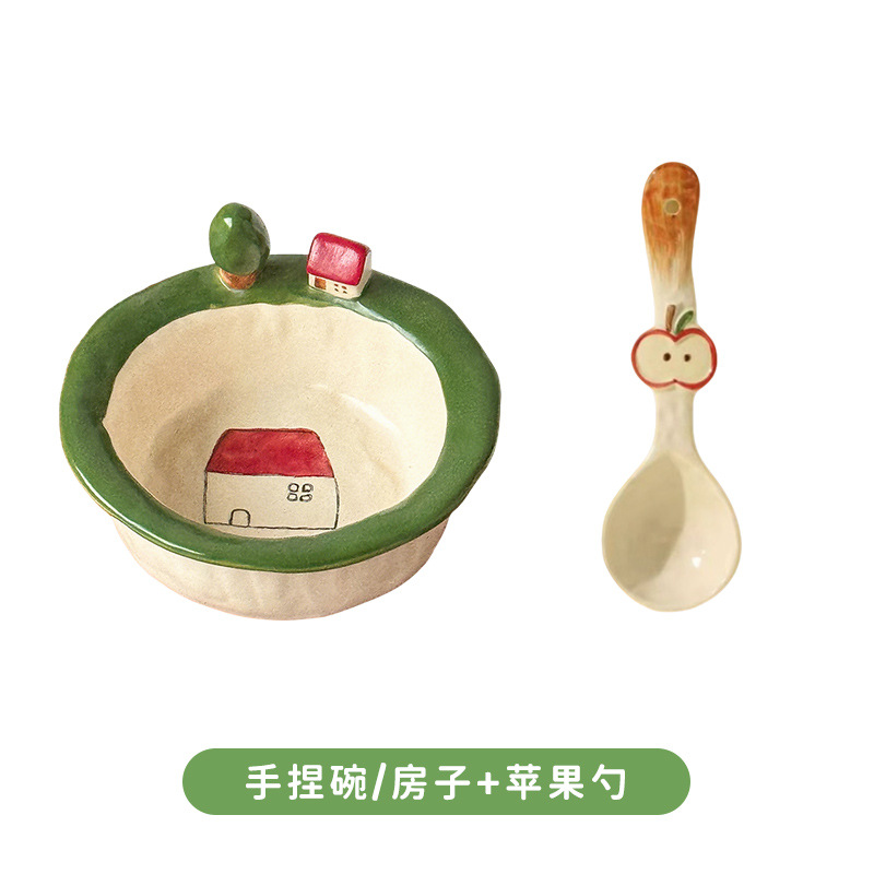 손으로 빚은 그릇/집 + 사과숟가락