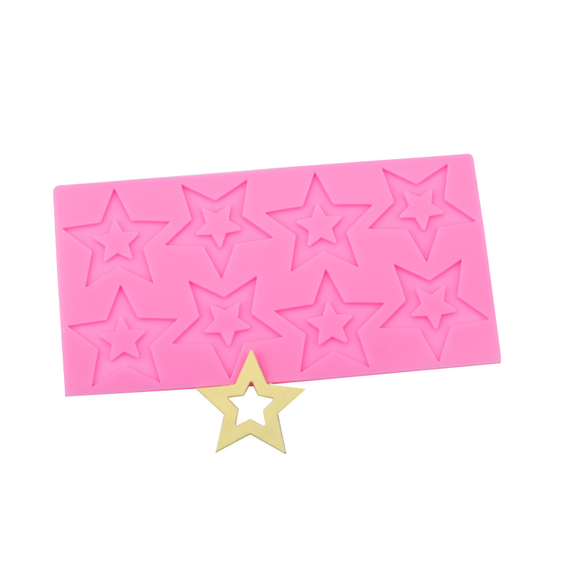 Rectangular de ocho piezas de cinco puntas estrella Tarjeta de pastel de silicona molde fondant cake Edge accesorios epoxi arcilla cerámica suave