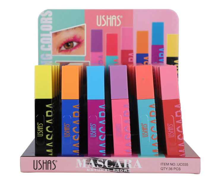 (caja de exhibición) USHAS Europa y América en stock transfronterizo denso y delgado natural seis colores no mancha máscara UC035