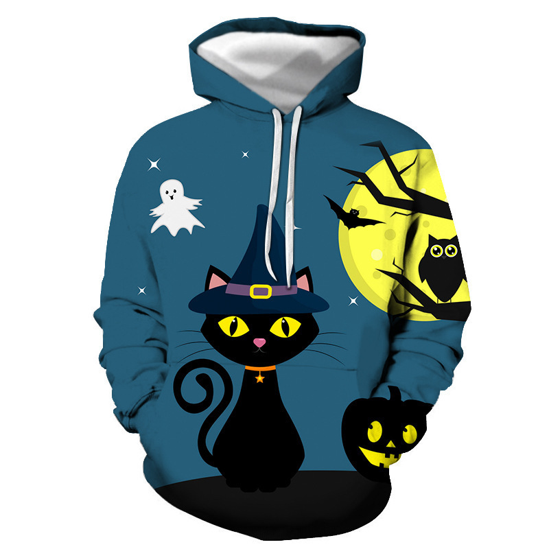 Capa de viento de Halloween que deambulan por Europa y América Halloween Street Guard Tendencia Castle 2024 Ropa femenina para hombres Top Camisa 3D Sello