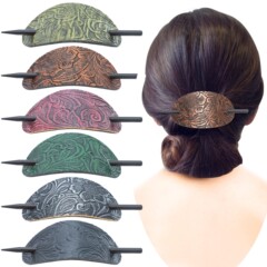 国境を越えた欧米の復古風長髪固定盤髪ヘアピン皮質ヘアピン革楕円形ヘアピン