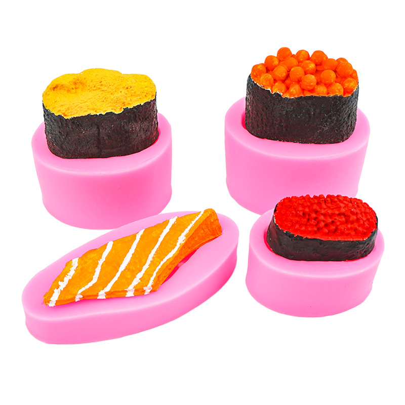 Sushi de huevas de pescado Simulación de bola de arroz de salmón Molde de silicona Diy Molde de vela de chocolate de sushi