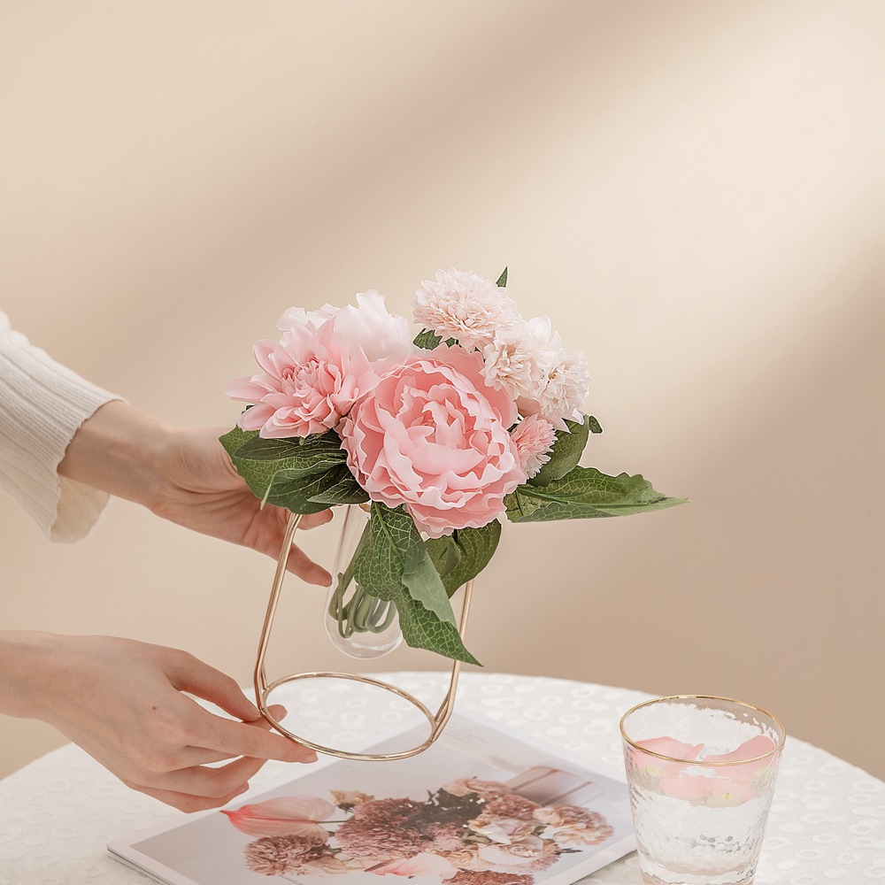 廠家批發 仿真花外貿大麗花牡丹束假花出口婚慶家居裝飾品GF16399