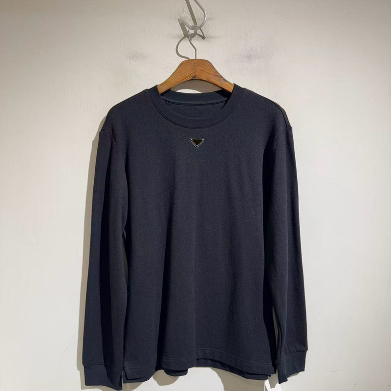 Aw Autumn and Winter New Round Neck Long-Sleeved Old Money Style Casual Triangle Logo T-Shirt Simple Loose Men's Bottoming Shirt Trendy t Aw Autumn and Winter New Round Neck Long-Sleeved Old Money Style Casual Triangle Logo T-Shirt Simple Loose Men's Bottoming Shirt Trendy t