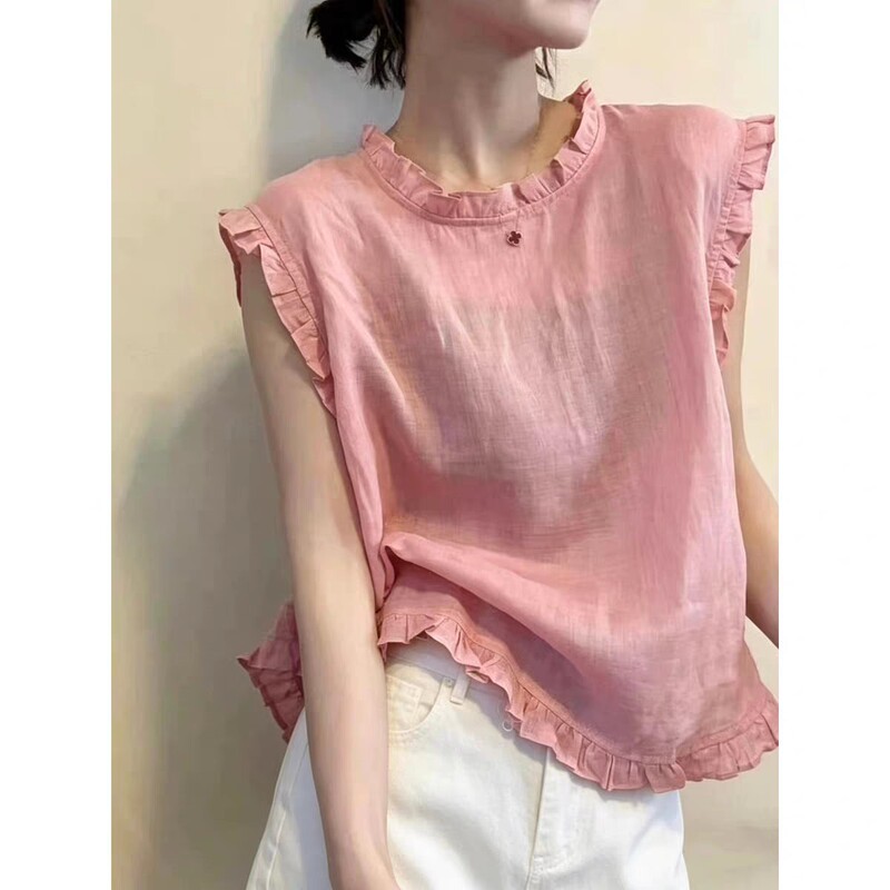 26752 Sleeveless Lace-Up Blouse with Back Buttons, Length 55 - for Distributors Only, No Returns or Exchanges