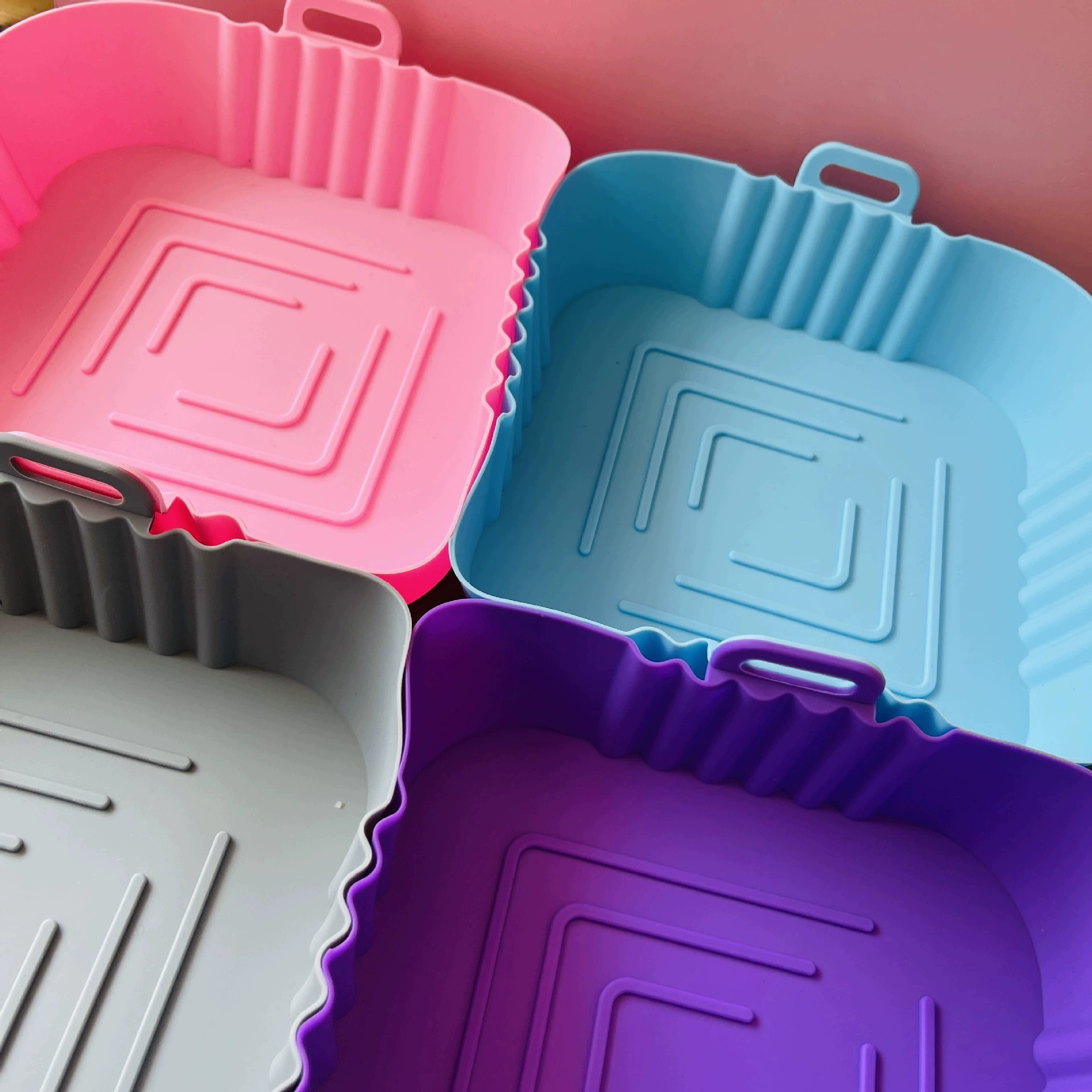 Factory cross-border square baking tray round air fryer silicone baking tray foldable air fryer silicone lining