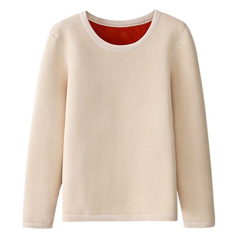 Ropa interior térmica de las mujeres de lana forrada gruesa camiseta de terciopelo calefacción otoño ropa pantalones largos traje cuello redondo térmica de las mujeres