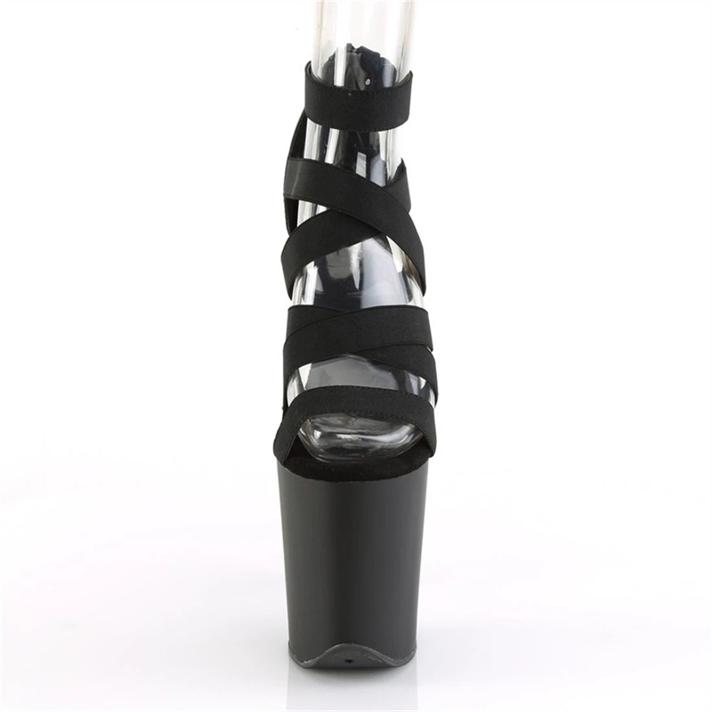 26cm pole dance tacones altos sexy discoteca elástico cinturón cruzado odiar sandalias con cremallera trasera de talón delgado desfile de tamaño grande